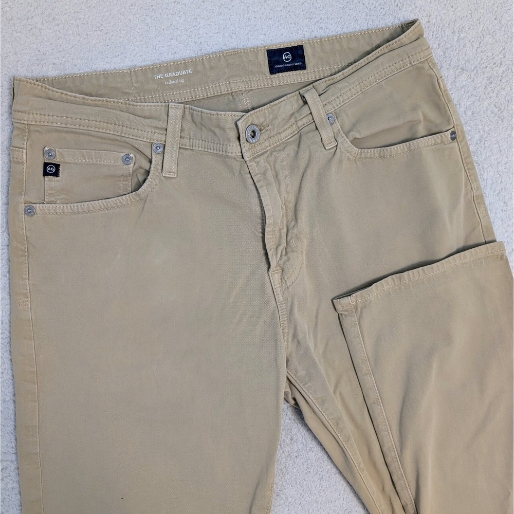 AG Adriano Goldschmied The Graduate Pants Mens 32x32 Tailored Leg Beige Stretch